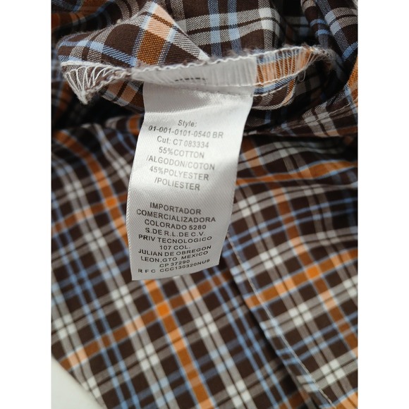 Roper‎ Shirt Mens 2XL Brown Orange Plaid Western Pearl Snap Long Sleeve Cowboy - Picture 3 of 7